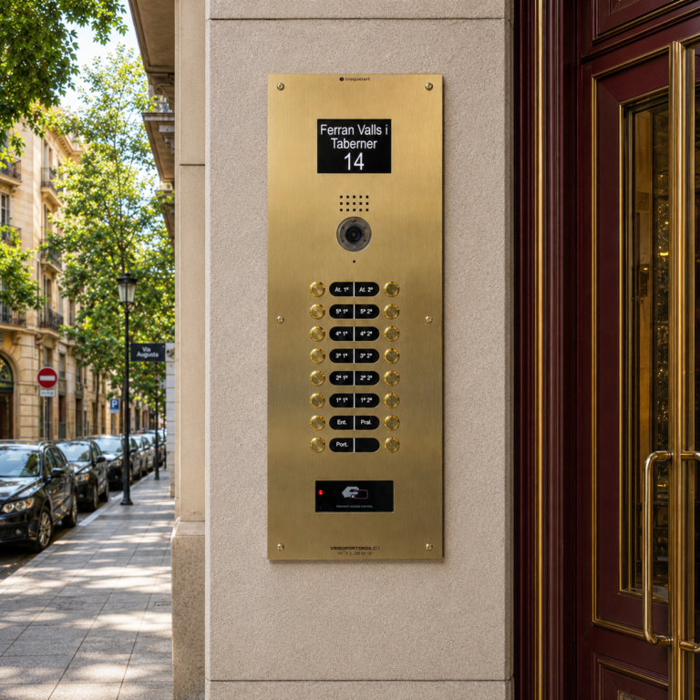 Foto exterior de una instalación de interfono en el barrio de Sarria Sant Gervasi en Barcelona