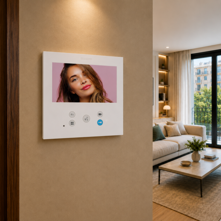 Foto del interior de una vivienda en el recibidor con Monitor VEO XL